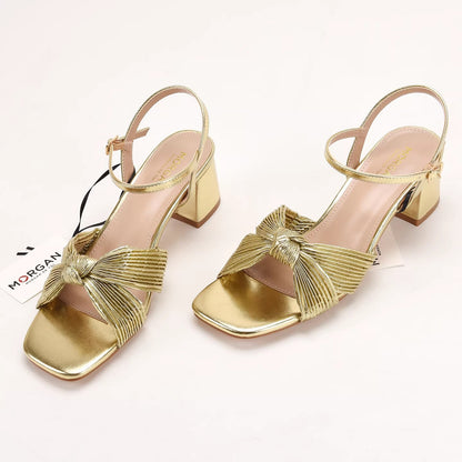 Sandales dorées à nœud – Élégance lumineuse & féminité