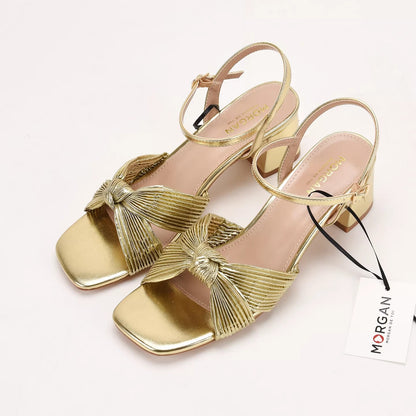 Sandales dorées à nœud – Élégance lumineuse & féminité